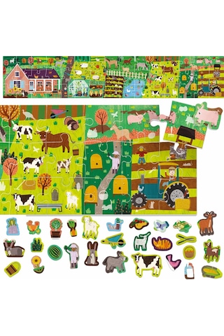 Headu Puzzle + Stickers The Farm +3 Yaş