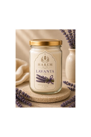 Lavanta Kokulu El Yapımı Kavanoz Mum 150 Gr Beyaz