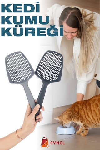 2'li Küçük Delikli Kedi Kumu Eleme Küreği, Ince Dar Aralıklı Pet Tuvalet Temizleme Eleği Süzgeç
