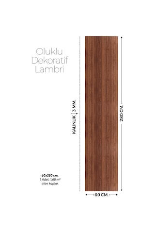 Brano Koyu Kahve Ceviz Desen Duvar Lambiri 60x280 Cm-kendinden Yapışkanlı 311-60