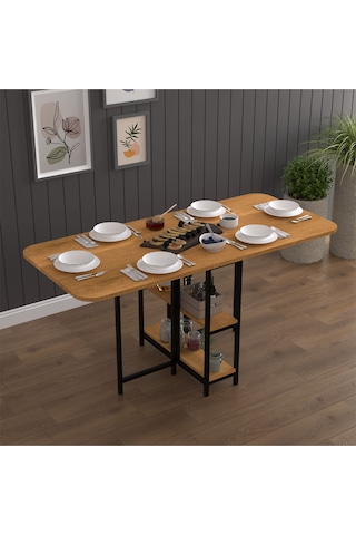 Asra Trend Metal Ayaklı Katlanır Mutfak Masası KM-31 %100 MDF Akıllı Yemek Masası Petra