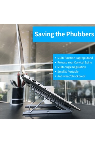 Padalink Yüksekliği 6 Seviyede Ayarlanabilir, Çekirdekli, Taşınabilir Ve Çevrilir, Dizüstü Bilgisayar/tablet İçin, Boyun Ağrısı Önleyici, Sert Ve Dayanıklı, Siyah Tutucu