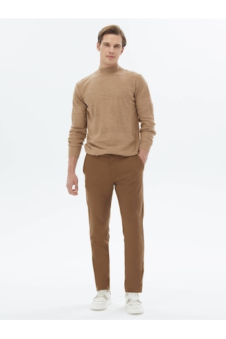 Kip Kahverengi Dokuma Slim Fit Casual Pantolon Kahverengi