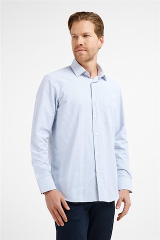İmza Beyaz - Mavi Kareli Desen Sert Yaka Uzun Kol Cepli Comfort Fit Pamuklu Gömlek 1004255209 Beyaz - Mavi