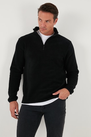 Buratti Slim Fit Yarım Fermuarlı Dik Yaka 2'Li Paket Erkek Polar 5906003S2 Gri-Siyah