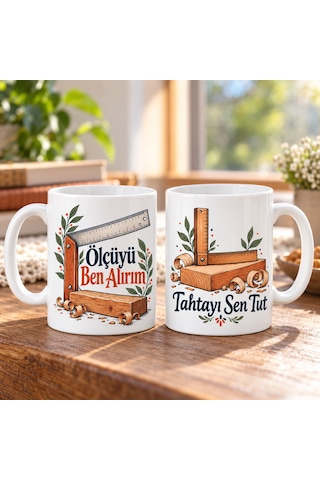 Bezos Ölçüyü Ben Alırım Ve Tahtayı Sen Tut 2'li Porselen Kupa Seti - Model 546 Bezos1