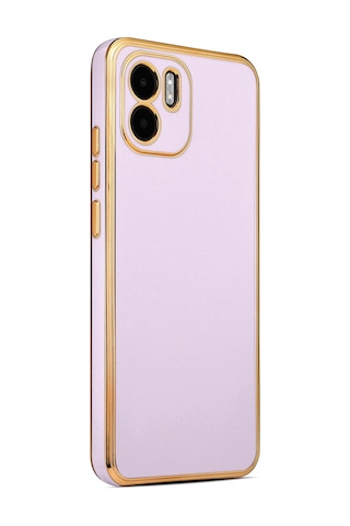Xiaomi Uyumlu Redmi A1 Kılıf Zore Kenarı Gold Renk Silikon Bark Kapak