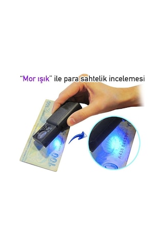 9881 Mini El Tipi Büyüteç ''mor Işıklı''