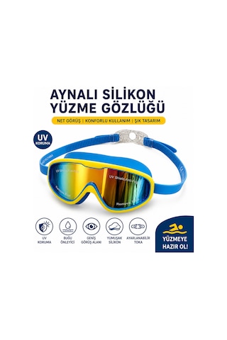 Aynalı Yüzme Gözlüğü Silikon Uv Korumalı Önleyici Şık Tasarım Ayarlanabilir Yapı Mavi Aynalı Yüzme Gözlüğü Silikon Uv Korumalı Önleyici Şık Tasarım Ayarlanabilir Yapı Mavi