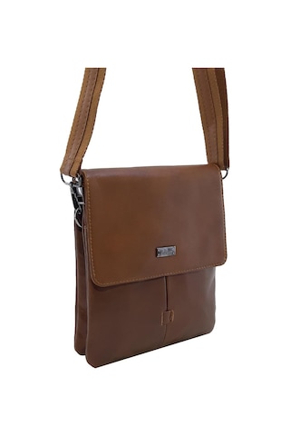 Hakiki Deri Taba Renk Erkek Postacı Çantası %100 Kuzu Derisi Taba