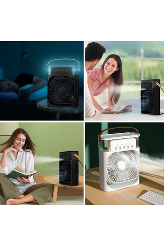 Taşınabilir 3 Farklı Mod Ayarlı 7 Farklı Led Işıklı Sulu Soğutmalı Taşınabilir Masaüstü Usb Fan Vant