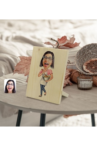 Kişiye Özel Ev Hanımı Anne Karikatürlü Dekoratif Ahşap Çerçeve Mo (539593049)