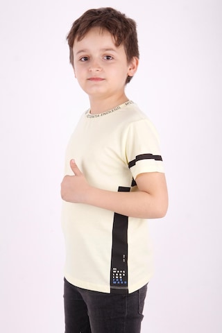 Toontoy Kids Toontoy Erkek Çocuk Yaka Ve Arkası Baskı Detaylı Tişört Sarı