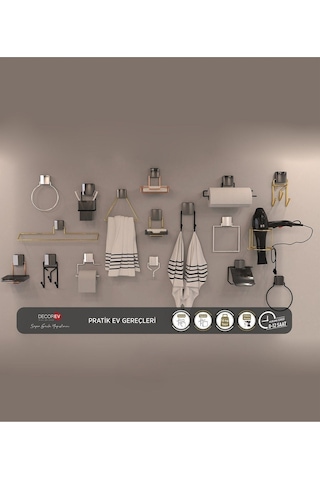 Decorev Fön Makinası Saç Kurutma Makinası Tutucu Yapışkanlı 4792 Siyah