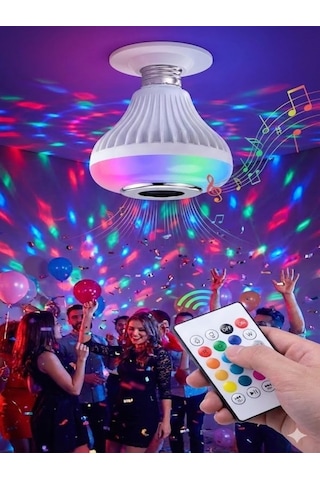 Bluetooth Rgb Led Hoparlörlü Akıllı Ampul - Renkli Müzikli Lamba Ve Kumanda Diğer