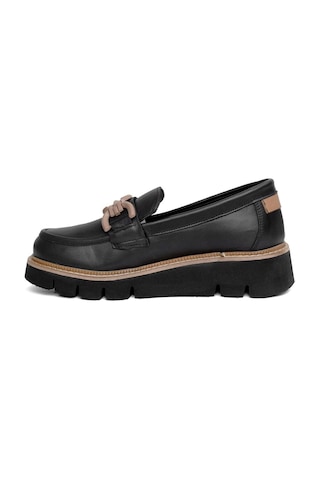 Mammamia D24ya-3205 Hafif Tokalı Deri Kadın Loafer Ayakkabı Bej