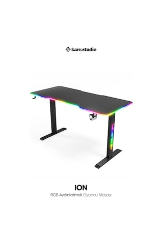 Ion Rgb Aydınlatmalı Oyuncu Masası Siyah