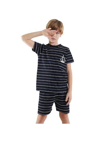 Denokids Yelken Erkek Çocuk Çizgili Pijama Takım Renkli Çok Renkli