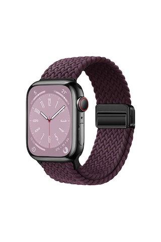 Watch 44mm Mkst Krd-134 Örgü Tasarımlı Hasır Kordon Strap Kayış - Koyu Mor