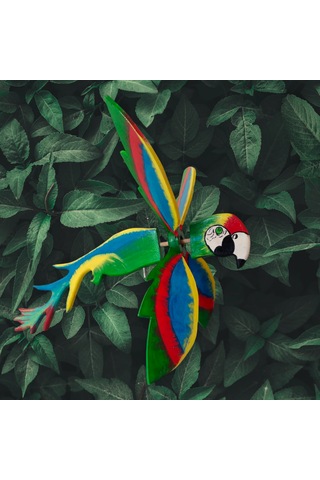 Yeşil Papağan Ahşap El Yapımı Hareketli Rüzgar Gülü