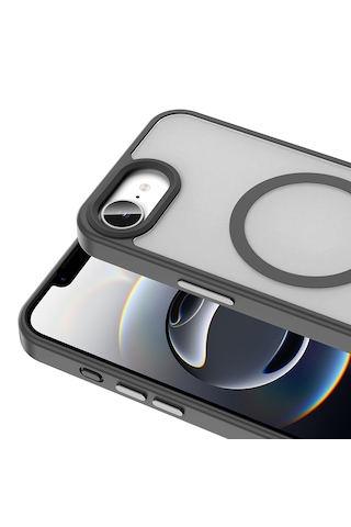 Apple Uyumlu iPhone 17e Kılıf Arkas Yüzey Mat Kamera Çıkıntılı M-safe Wireless Şarj Özellikli Tpu Silikon Sio Kapak Siyah