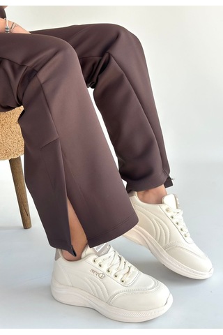 Yejja Bej Cilt Bağcıklı Spor Ayakkabı Çok Renkli