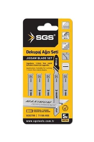 Sgs2706 - T118a Dekupaj Ağzı Metal Kesmek İçin 5 Adet