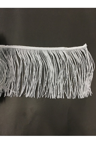 Püskül Saçak Gümüş Simli Beyaz 30 Cm 1 Metre