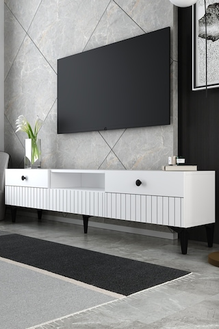 180dhdtsç7b İlay Lazer Desenli Tv Sehpası Beyaz