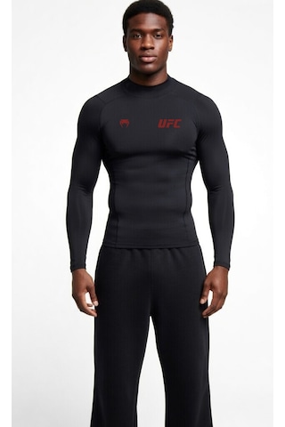 Premium Ufc Kırmızı Siyah Uzunkol Compression Erkek T-shirt Spor Gym Fitness Boks Kickboks Mdl16 Siyah