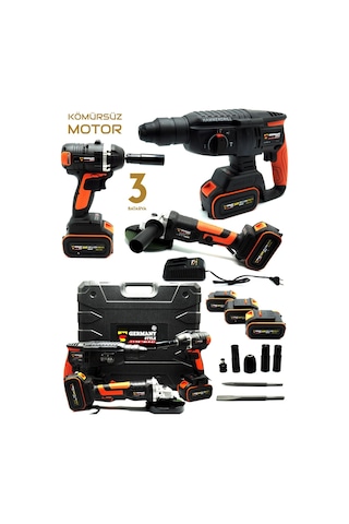 Germany Style Grm99880vfx 3'lü Set 2-26 Şarjlı Kırıcı Şarjlı Taşlama