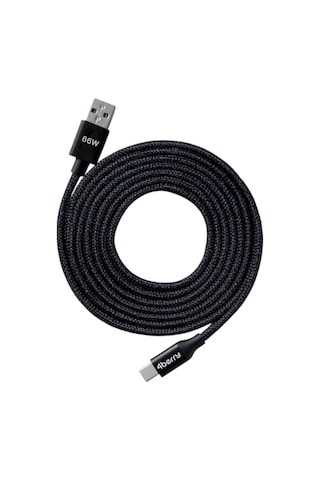 4berry Eco-ac Siyah Usb-a Usb-c Örgülü Kablo 66 W Hızlı Şarj, Dayanıklı
