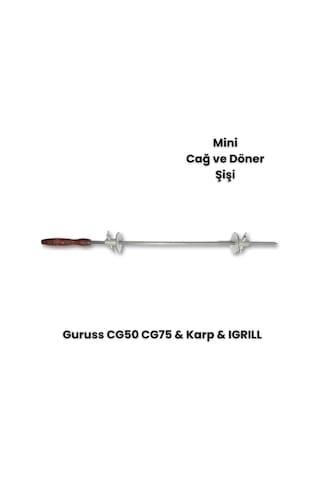 Mini Cağ Ve Döner Şişi Paslanmaz Çelik Şiş 57 Cm + 2 Adet Et Sıkıştırma Aparatı