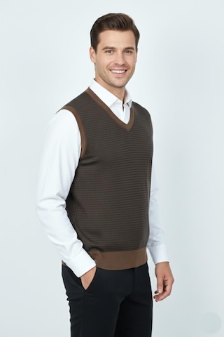 Erkek V Yaka Süveter Çelik Örgü Regular Kalıp Bgl-st04840 Taba