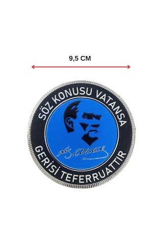 Single Sword Söz Konusu Vatansa Gerisi Teferruattır" Cırtlı Arma Patch 9,5 Çok Renkli