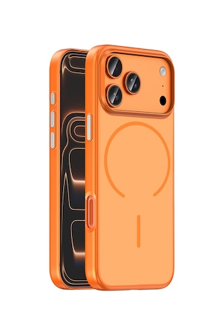 iPhone Uyumlu 17 Pro Kılıf M-safe Şarj Özellikli Ata Lora Pc Kapak - Turuncu