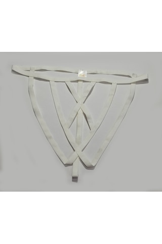 Asist Secret Magic Asm1247 Kadın Ekru Kafes Önü Çaprazlı Tanga String Ekru