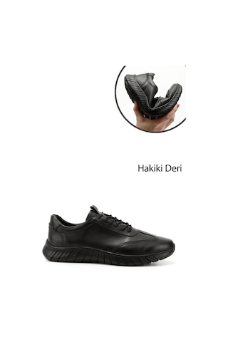 Gönderi(R) Erkek Siyah Bağcıklı Kauçuk Taban Hakiki Deri Sneaker Ddma73542600 Siyah