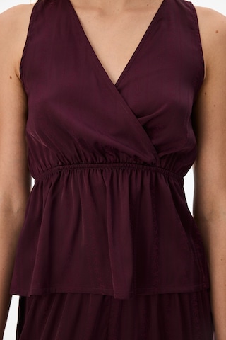 Penti Bordo Aurora Dark Saten Çiçekli Atlet Pijama Üstü