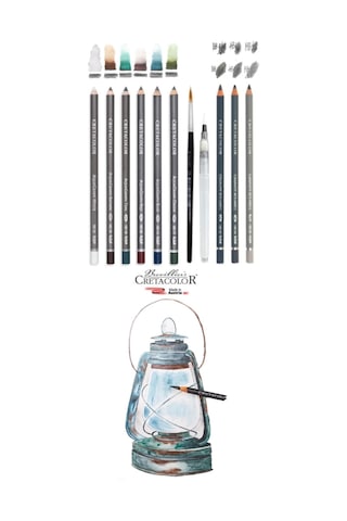 Cretacolor 6'lı Aquarell Sulandırılabilir Fırçalı Karakalem Eskiz Dereceli Çizim Kalemi Seti