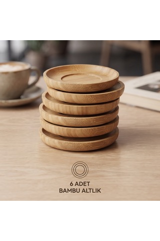12 Parça Çay Seti - Bambu Bardak Altığı - Çift Cidarlı Cam - 150 Ml Diğer