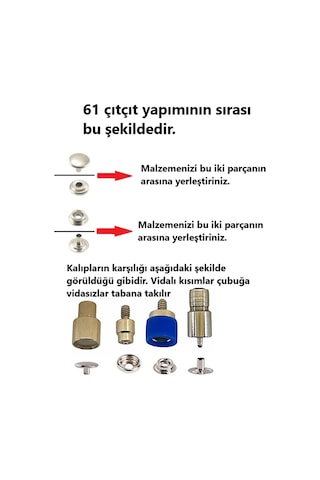 50 Adet 15mm Paslanmaz Çıtçıt Yapım Seti