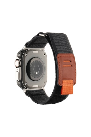 Apple Uyumlu Watch Ultra 49 mm Hasır Kordon Zore Krd-106 Strap Kayış-siyah-gri