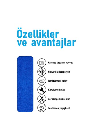 Halifleks Yapışkan Tabanlı Merdiven Basamak Paspası Rip Halı Kaymaz Tabanlı - Lacıvert Lacıvert
