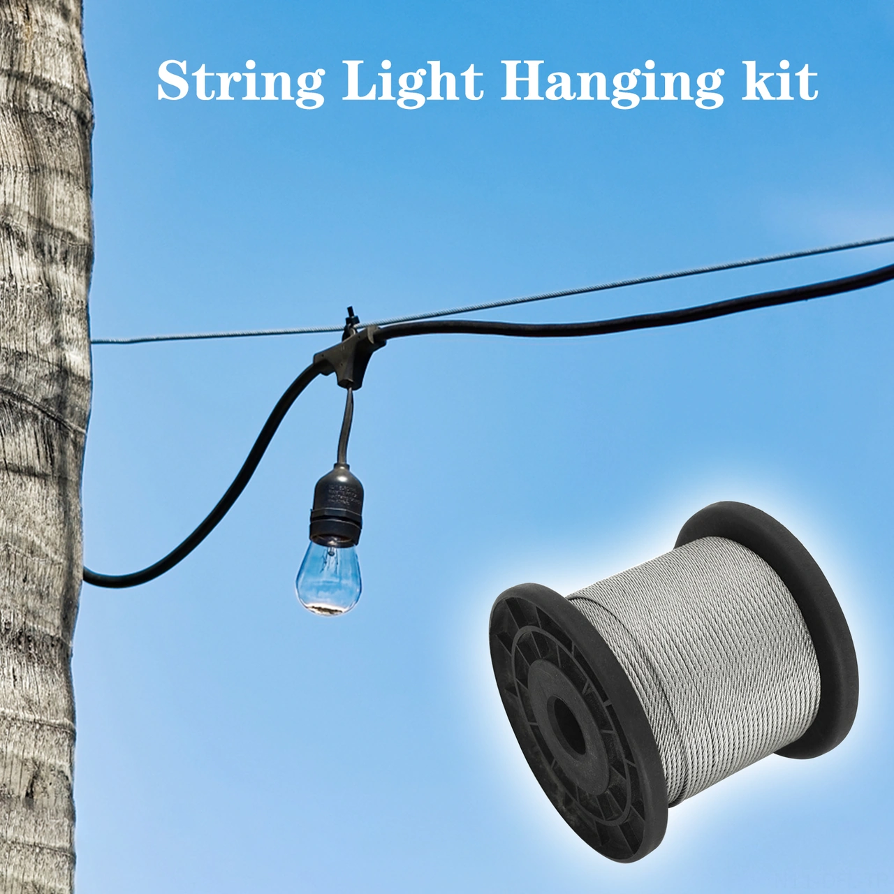 Dofolink 304 Paslanmaz Çelik Halat, 0.5mm 1 7 100m , Korozyona Dayanıklı, Yük Taşıma Gücü Yüksek, 30 Adet Alüminyum Kelepçe İle Siyah