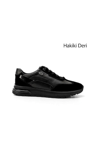 Gönderi(R) Gönderi R Erkek Siyah Bağcıklı Jel Tabanlıklı Hakiki Deri Sneaker Ddma71201222 Siyah