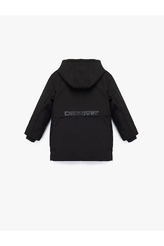 Koton Uzun Kollu Çıtçıt Detaylı Cepli Slim Fit Kapşonlu Mont Siyah 6wkb00017tw Siyah