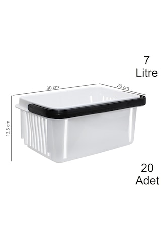 7 Litre Plastik Kozmetik Alışveriş El Sepeti Beyaz 20 Adet / En:20 Boy:30 Yükseklik:13,5 Cm Beyaz