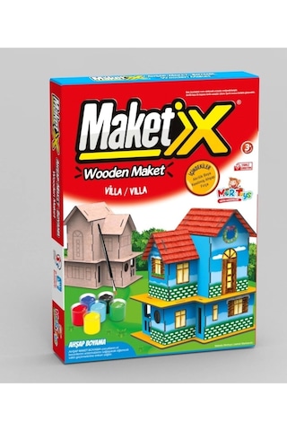 Villa Modeli Ahşap Maket Boyama Seti