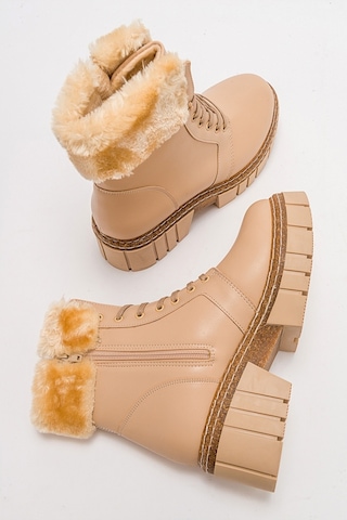 Luvishoes Jayla Bej Cilt Kadın Bot Bej